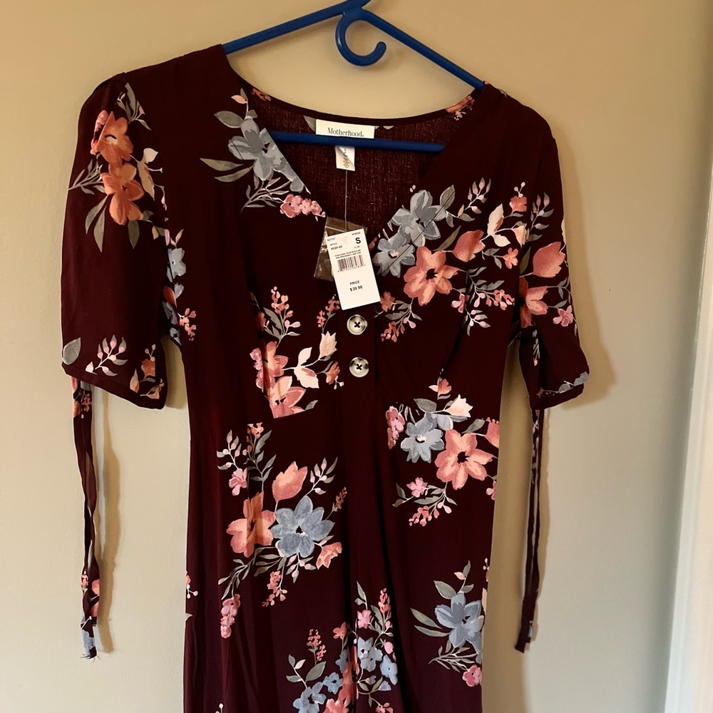 Motherhood Maternity Floral Blouse with Tie back